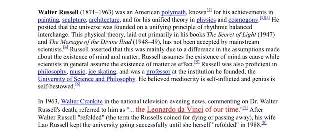 Walter Russell, science & universe Walter Russell, science & universe